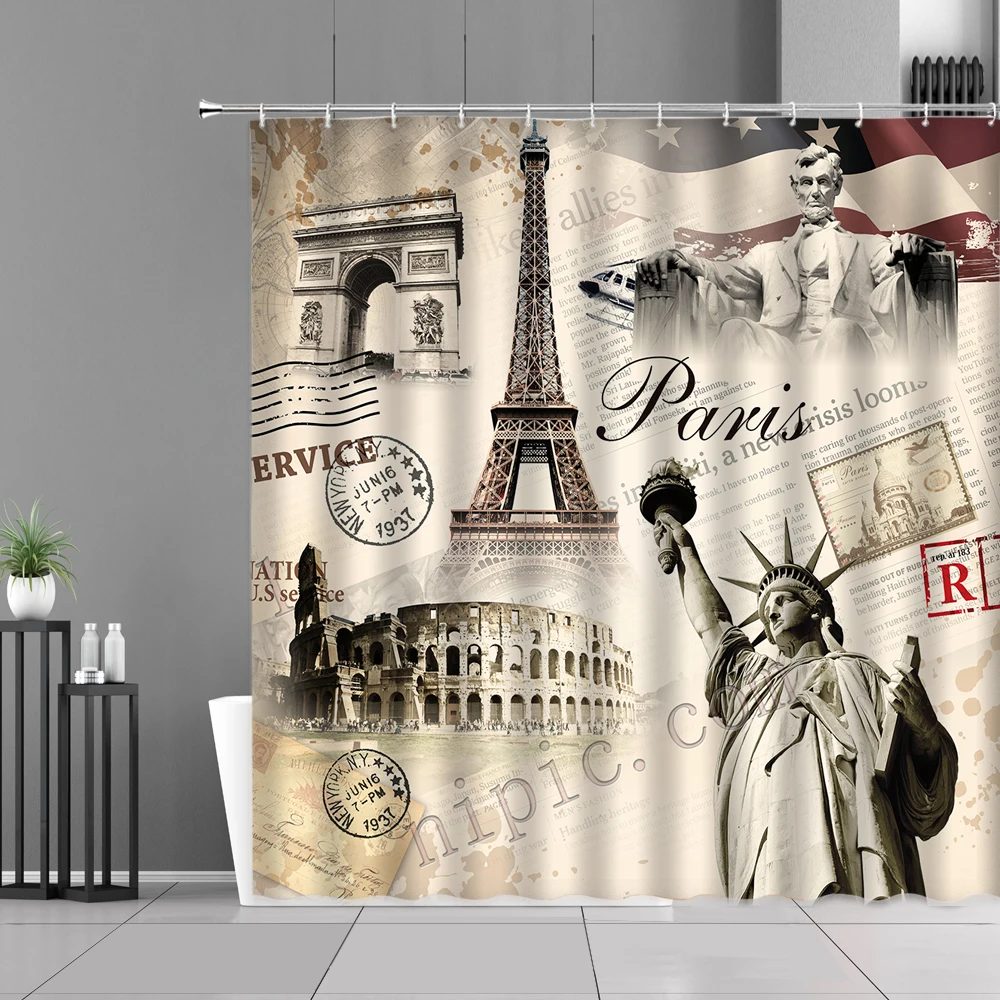 Vintage Stamp Paris Tower Shower Curtain European Style Classical Old Newspapers Bathroom Curtains Home Decor Bathroom Products
Vintage Stamp Paris Tower Shower Curtain European Style Classical Old Newspapers Bathroom Curtains Home Decor Bathroom Products