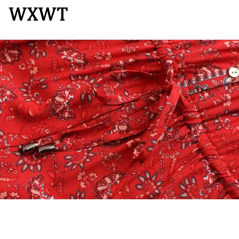 WXWT 2021 Women Print Long Jumpsuit Short Sleeve Pocket Lace-up Elastic Waist Female Casual Jumpsuit ST9734 
WXWT 2021 Women Print Long Jumpsuit Short Sleeve Pocket Lace-up Elastic Waist Female Casual Jumpsuit ST9734