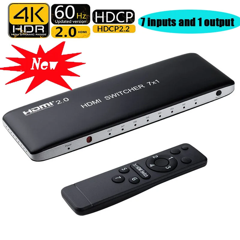 

4K 60HZ HDMI Switch 7x1 4x1 3x1 HDMI 2.0 Switcher Video Converter 7 4 3 in 1 out HDCP 2.2 3D for PS3 PS4 XBOX DVD PC to TV HDTV