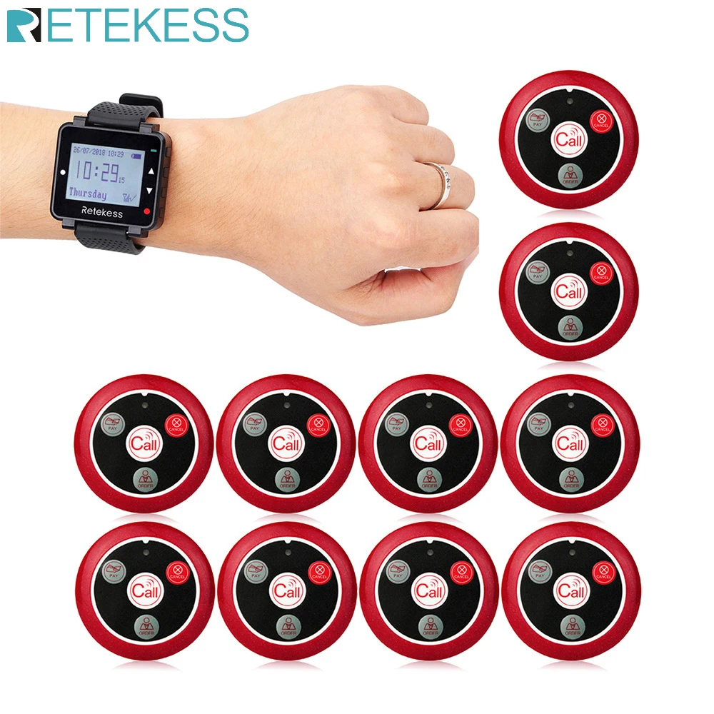 2022 Retekess T128 Restaurant Pager Wireless Waiter Calling System Watch Receiver + 10pcs T117 Call Button For Cafe Clinic
2022 Retekess T128 Restaurant Pager Wireless Waiter Calling System Watch Receiver + 10pcs T117 Call Button For Cafe Clinic