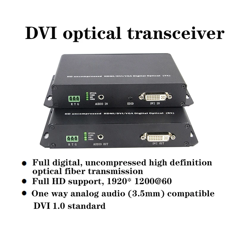 

DVI+1 channel forward audio+1 channel bidirectional RS232 1920*1200 HD uncompressed optical transceiver