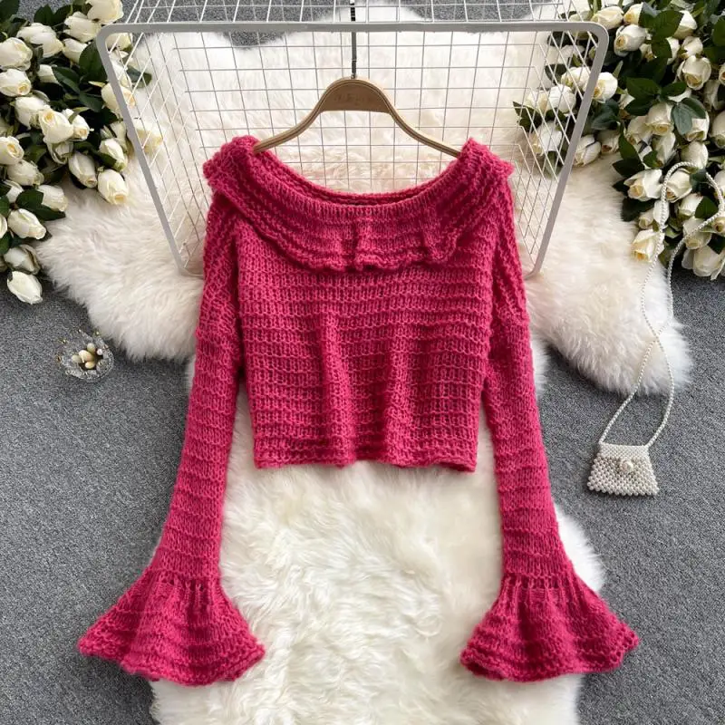 2021 New Women Knit Sweater Top Flare Sleeve Slash neck Casual Fashion Woman Slim-fit Tight Knitted sweaters Pullover Tops
2021 New Women Knit Sweater Top Flare Sleeve Slash neck Casual Fashion Woman Slim-fit Tight Knitted sweaters Pullover Tops