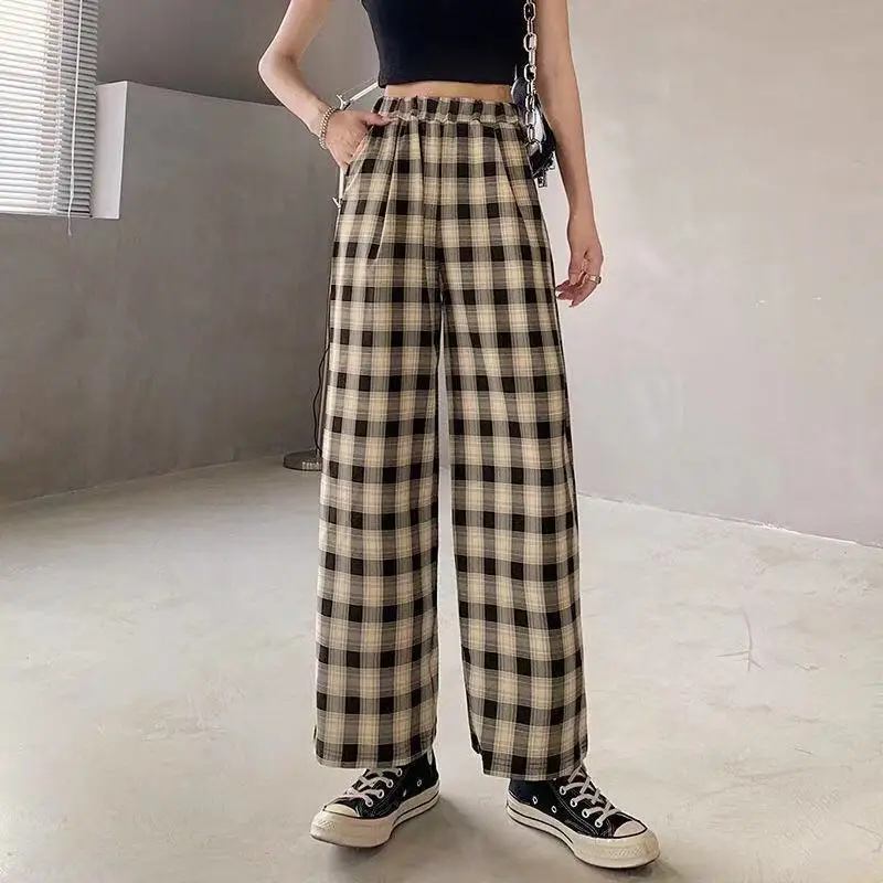 New Summer Women Casual Plaid Pants High Waist Vintage Pants Autumn Elastic Waist Long Streetwear Oversize Trousers Plus Size
New Summer Women Casual Plaid Pants High Waist Vintage Pants Autumn Elastic Waist Long Streetwear Oversize Trousers Plus Size