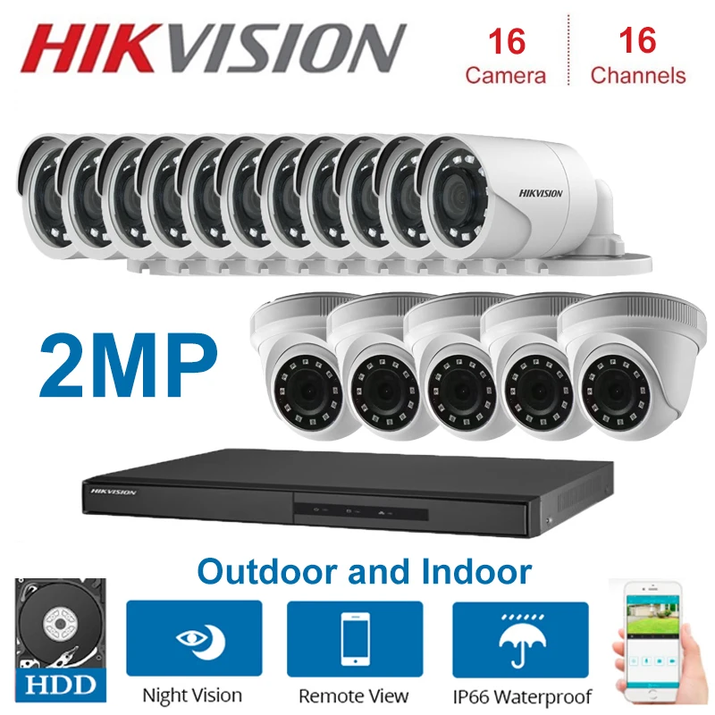 

2MP HIKVISION 16-канальный видеорегистратор Гибридный видеонаблюдение Регистраторы с 2MP в маскирующем колпаке для внутренних помещений и Открыты...