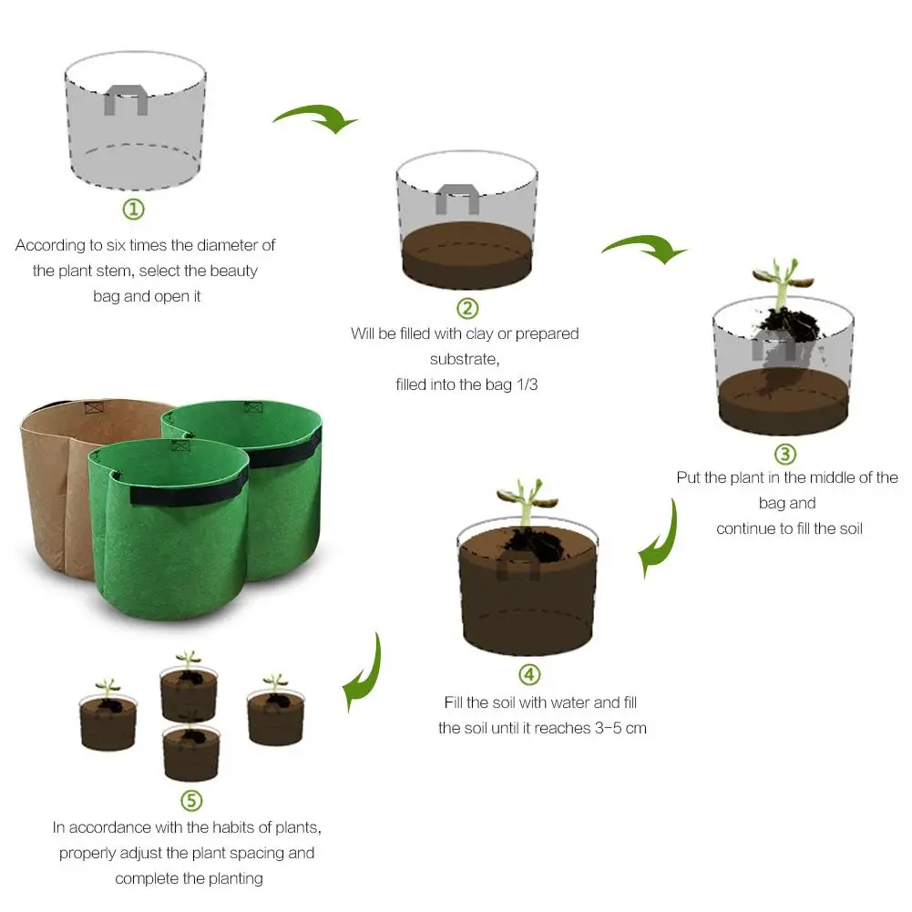 Different Sizes Biodegradable Non-woven Nursery Bags Plant Grow Bags Fabric Seedling Pots Eco-Friendly Aeration Planting Bags
Different Sizes Biodegradable Non-woven Nursery Bags Plant Grow Bags Fabric Seedling Pots Eco-Friendly Aeration Planting Bags