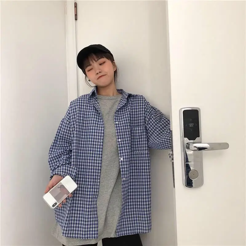 Shirts Women Vintage Spring Loose All-Match Korean Style Casual Long Sleeve Students Plaid Fashionable Female Ulzzang Outerwear
Shirts Women Vintage Spring Loose All-Match Korean Style Casual Long Sleeve Students Plaid Fashionable Female Ulzzang Outerwear