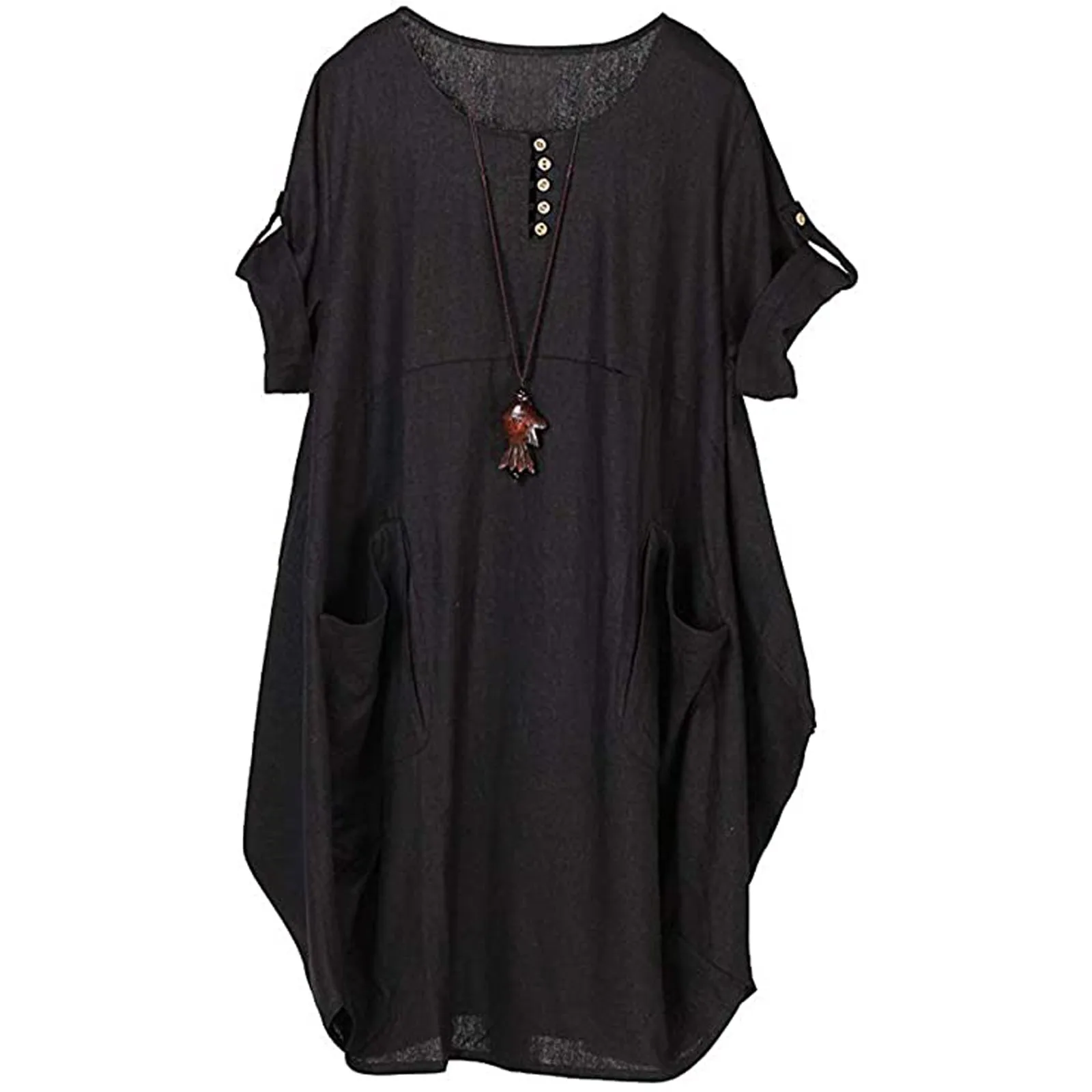 Fashion Women's Linen T-shirt Skirt Round Neck Short Sleeve Comfort Buttons Midi Dress Vestidos Mujer Verano Roupas Femininas
Fashion Women's Linen T-shirt Skirt Round Neck Short Sleeve Comfort Buttons Midi Dress Vestidos Mujer Verano Roupas Femininas