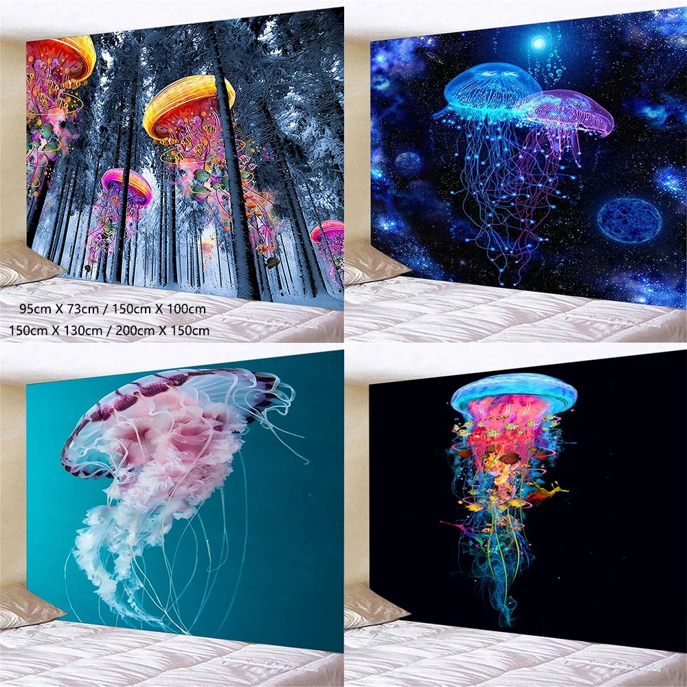 

Creative Tapestry 3d Print Forest Jellyfish Worlds Wall Art Unique Wall Hanging Tapestry (95X73cm/150X100cm/150X130cm/200X150cm)