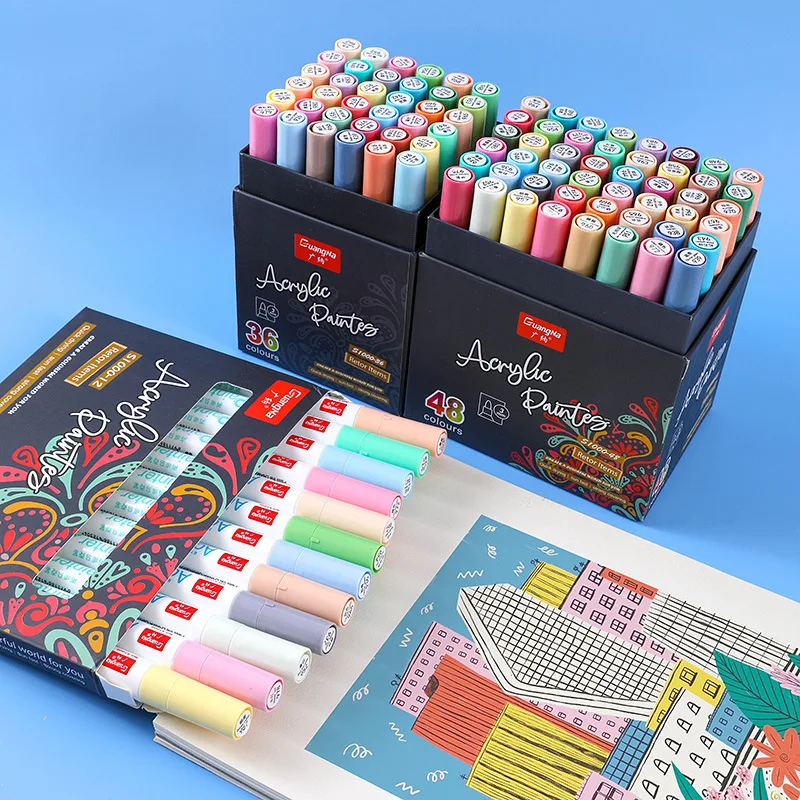 12/24/36/48 Morandi Colored Acrylic Paint Marker Art Pen for Rock Ceramic Glass Mug Wood Fabric Canvas Supplies | Канцтовары для
