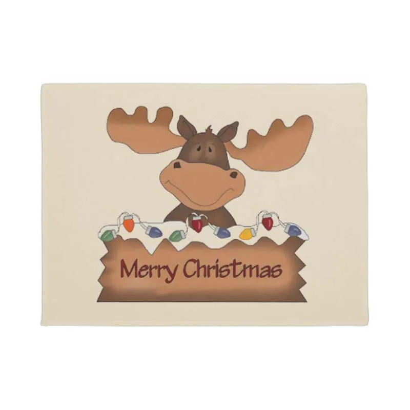 Фото Забавный Веселый Рождественский Moose дверной коврик для украшения дома