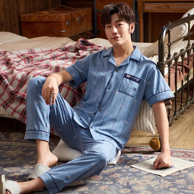 Xfhh Cotton Plaid Pajamas Suit Homewear Short Sleeve Men Casual Sleep Set Nightwear Sleepwear Plaid Home Clothing Pyjamas
Xfhh Cotton Plaid Pajamas Suit Homewear Short Sleeve Men Casual Sleep Set Nightwear Sleepwear Plaid Home Clothing Pyjamas