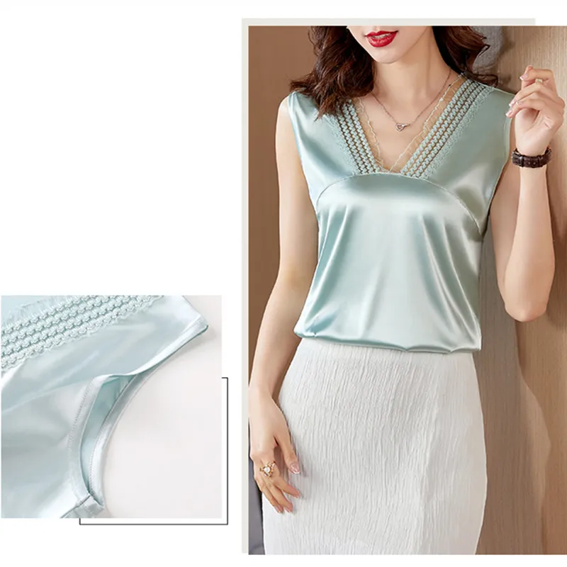 Fashion Blouse Solid Vest Satin Lace Shirt V-neck Tops Basic Female Plus Size Woman Top Patchwork Embroidery Blouses for Women
Fashion Blouse Solid Vest Satin Lace Shirt V-neck Tops Basic Female Plus Size Woman Top Patchwork Embroidery Blouses for Women