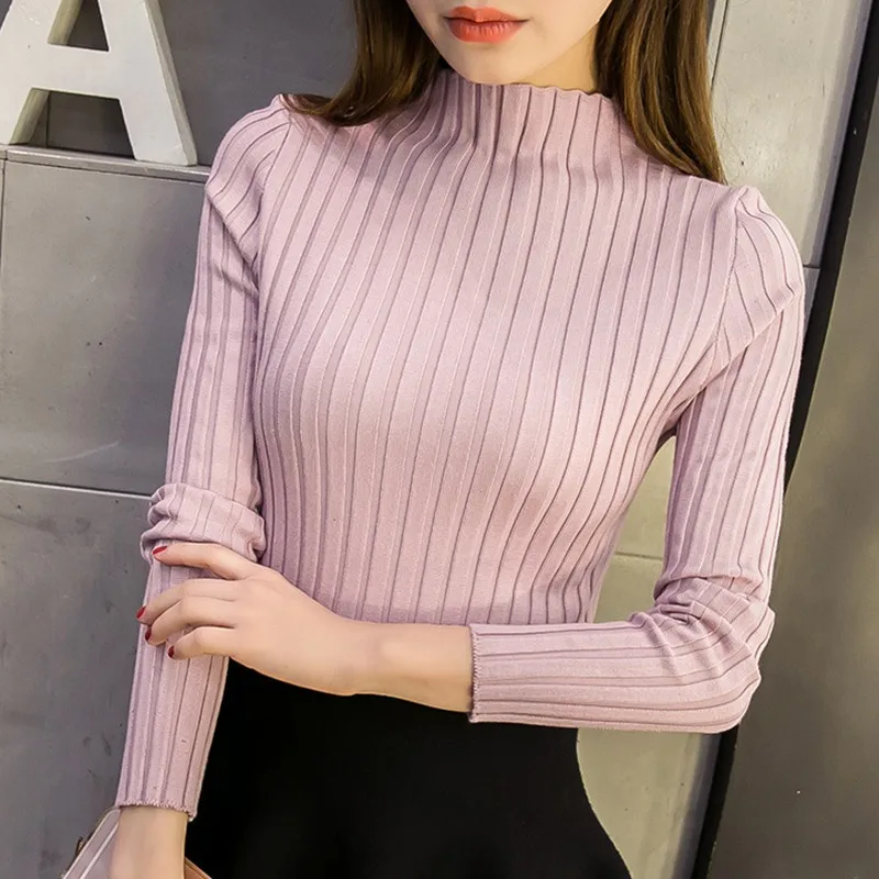 Knitted Sweater Women Half Turtleneck Basic Solid Pullovers Skinny Elastic Solid Sweater
Knitted Sweater Women Half Turtleneck Basic Solid Pullovers Skinny Elastic Solid Sweater