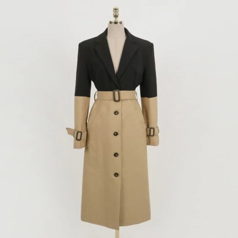 Style OL Trench Coat Women Elegant Patchwork Single Breasted Slim Medium Long Coat Office Lady Long Sleeve Sashes Windbreakers
Style OL Trench Coat Women Elegant Patchwork Single Breasted Slim Medium Long Coat Office Lady Long Sleeve Sashes Windbreakers