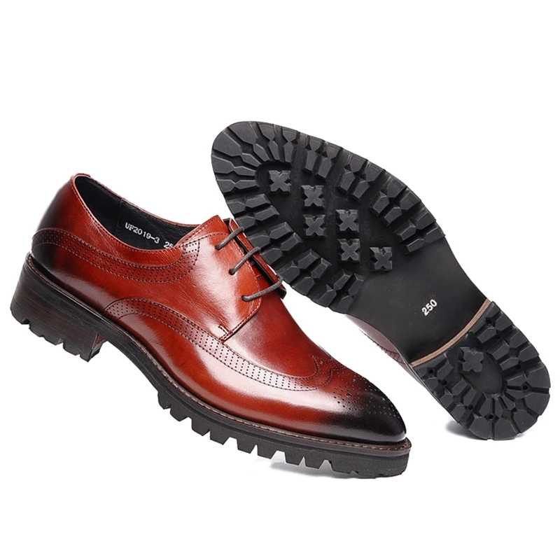 High Quality Genuine Leather Man Formal Wingtip Brogues Shoes Pointed Toe Laces Handmade Men's Derby Platform Oxfords WF186
High Quality Genuine Leather Man Formal Wingtip Brogues Shoes Pointed Toe Laces Handmade Men's Derby Platform Oxfords WF186