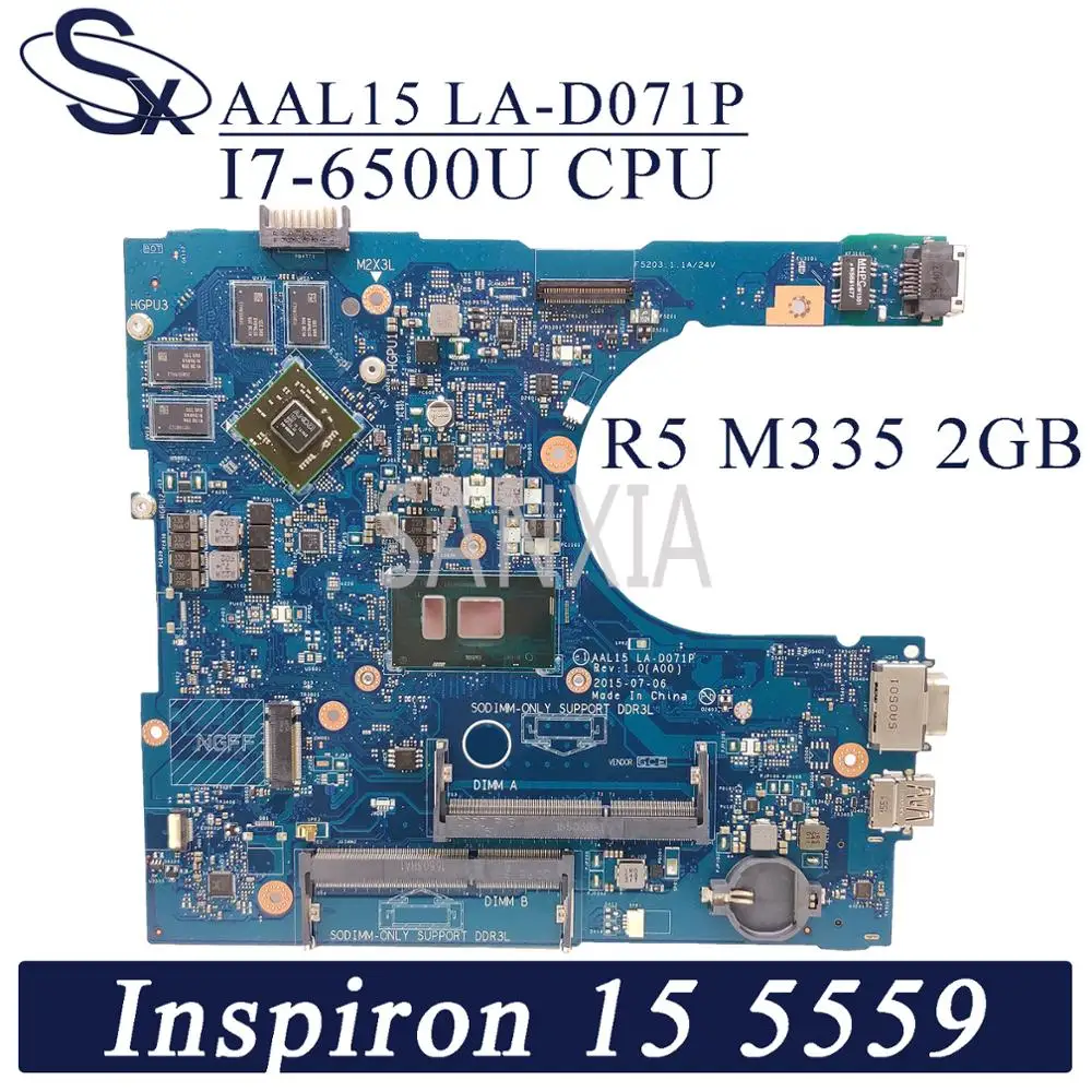 KEFU LA-D071P Laptop motherboard for Dell Inspiron 15-5559 original mainboard I7-6500U R5-M335
KEFU LA-D071P Laptop motherboard for Dell Inspiron 15-5559 original mainboard I7-6500U R5-M335