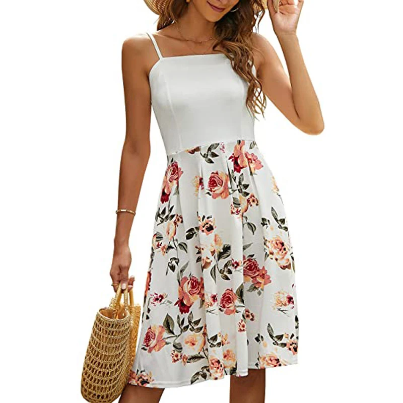2021 Summer New Elegant Sling Dresses Flower Print Color Matching Stitching Suspender Dress Short Skirt Fashion Women's Clothing
2021 Summer New Elegant Sling Dresses Flower Print Color Matching Stitching Suspender Dress Short Skirt Fashion Women's Clothing