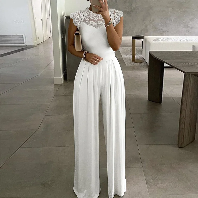 Elegant Office Lady Wide Leg Romper Overall Sexy Hollow Out Embroidery Lace Playsuit Women Fashion Patchwork Sleeveless Jumpsuit
Elegant Office Lady Wide Leg Romper Overall Sexy Hollow Out Embroidery Lace Playsuit Women Fashion Patchwork Sleeveless Jumpsuit