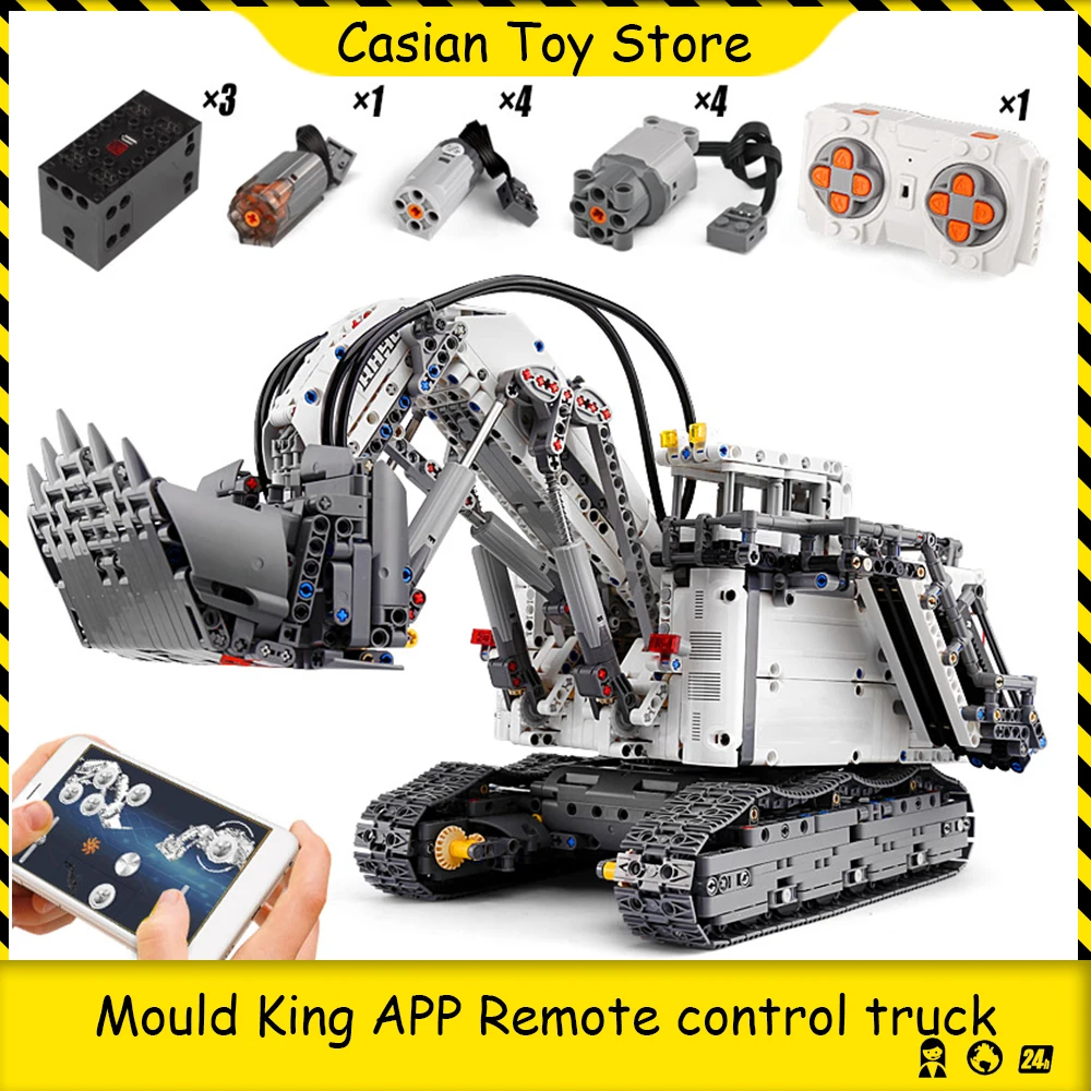 MOULD KING RC Truck MOC The R9800 Terex RH400 Mining Excavator Truck Models Building Blocks Bricks Remote Control Trucks Toys
MOULD KING RC Truck MOC The R9800 Terex RH400 Mining Excavator Truck Models Building Blocks Bricks Remote Control Trucks Toys