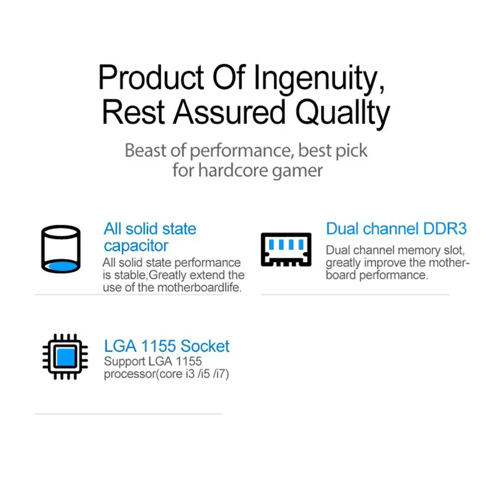 LGA 1155 Motherboard for Intel Core i7 / i5 / i3 / pentium / celeron LGA1155 DDR3 M-ATX Intel Motherboards H61
LGA 1155 Motherboard for Intel Core i7 / i5 / i3 / pentium / celeron LGA1155 DDR3 M-ATX Intel Motherboards H61