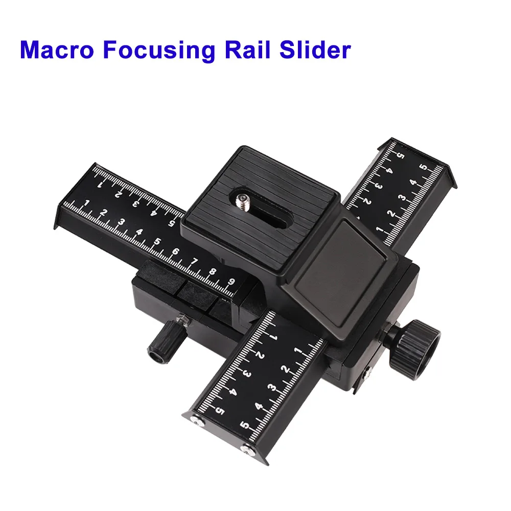 4 Way Macro Focusing Rail Slider for Canon Sony Nikon Pentax Canon Close-Up Shooting Tripod Head with 1/4 Screw for DSLR Camera
4 Way Macro Focusing Rail Slider for Canon Sony Nikon Pentax Canon Close-Up Shooting Tripod Head with 1/4 Screw for DSLR Camera