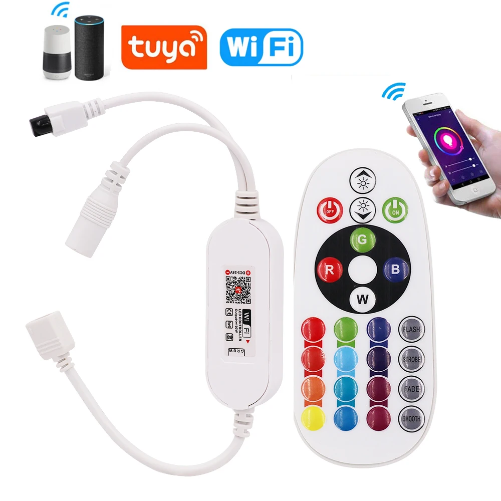 DC 5V 12V 24V RGB Led Wifi Controller RGBW RGBWW WiFi LED Controller 24 Key IR Remote Control 5050 2835 Led strip Magic Home
DC 5V 12V 24V RGB Led Wifi Controller RGBW RGBWW WiFi LED Controller 24 Key IR Remote Control 5050 2835 Led strip Magic Home