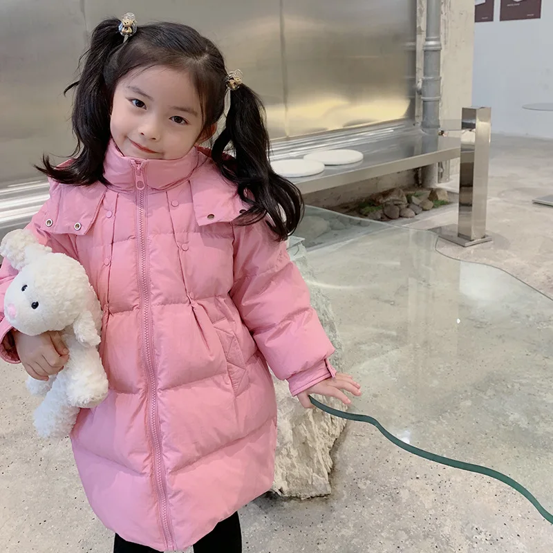 2021 new arrival Pink, tender and medium length 90 white duck down jacket baby girl keep warm padded 11-55 
2021 new arrival Pink, tender and medium length 90 white duck down jacket baby girl keep warm padded 11-55