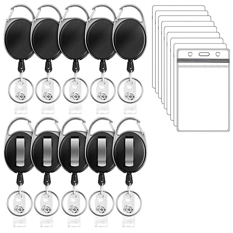 10 Pack Heavy Duty Retractable Badge Reel with Waterproof Vertical ID Card Holders and Key Ring
10 Pack Heavy Duty Retractable Badge Reel with Waterproof Vertical ID Card Holders and Key Ring
