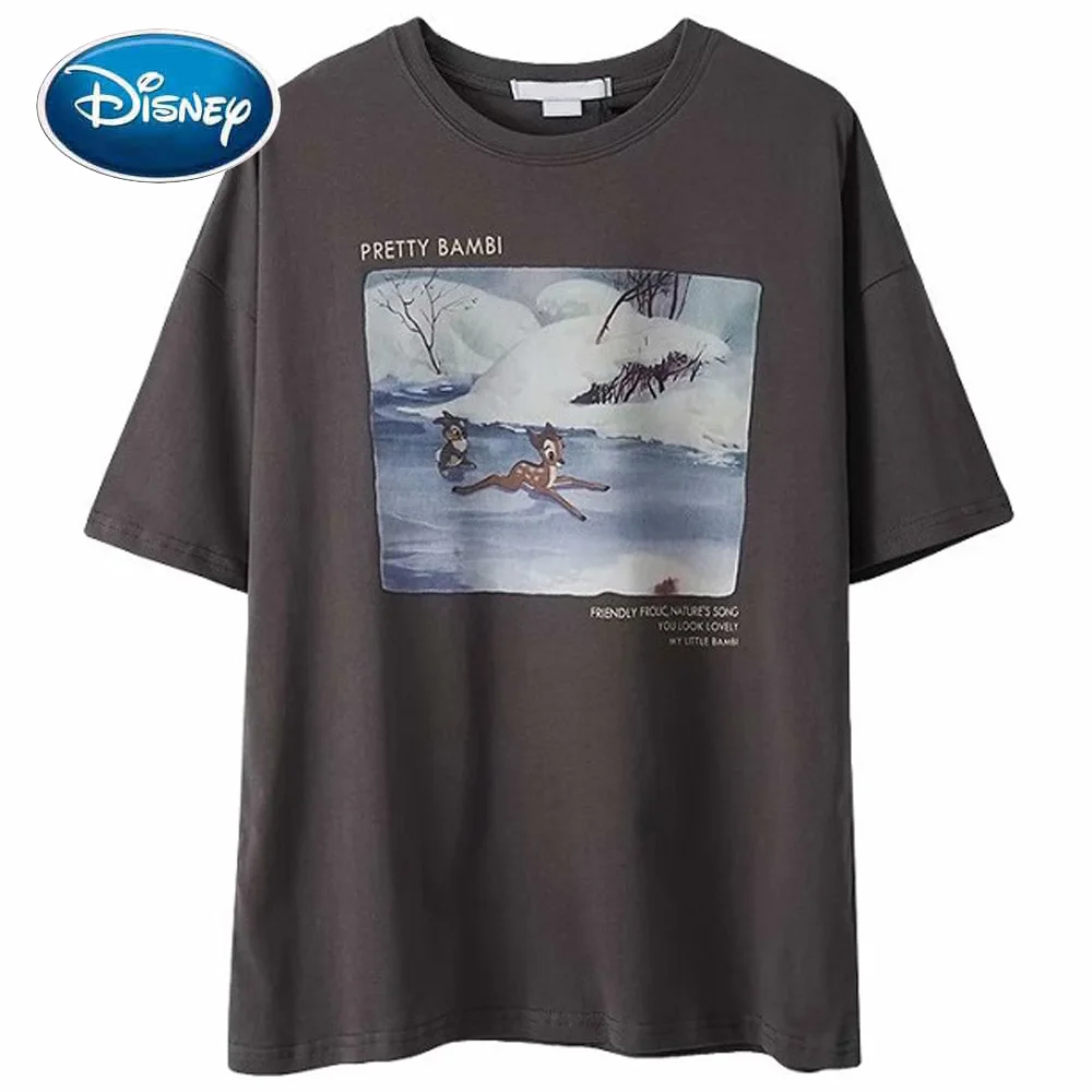Disney T-Shirt Chic Fashion Bambi Deer Thumper Rabbit Cartoon Print Women T-Shirt Cotton O-Neck Pullover Short Sleeve Tee Tops
Disney T-Shirt Chic Fashion Bambi Deer Thumper Rabbit Cartoon Print Women T-Shirt Cotton O-Neck Pullover Short Sleeve Tee Tops