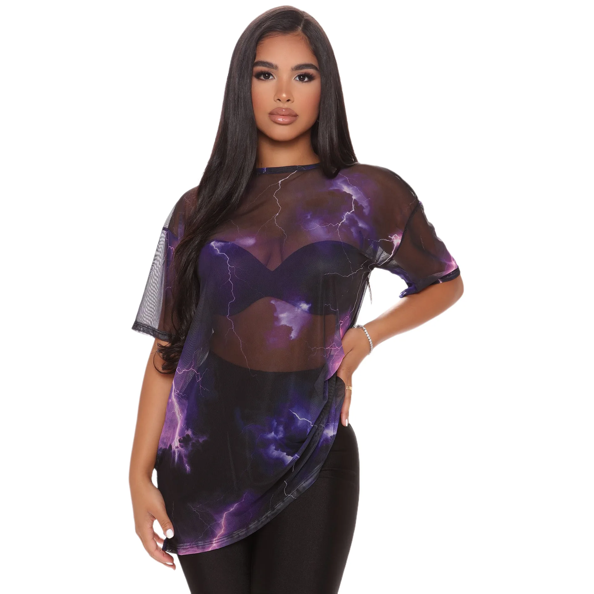 Summer blouse sunscreen short-sleeved fashion transparent mesh summer women's blouse
Summer blouse sunscreen short-sleeved fashion transparent mesh summer women's blouse