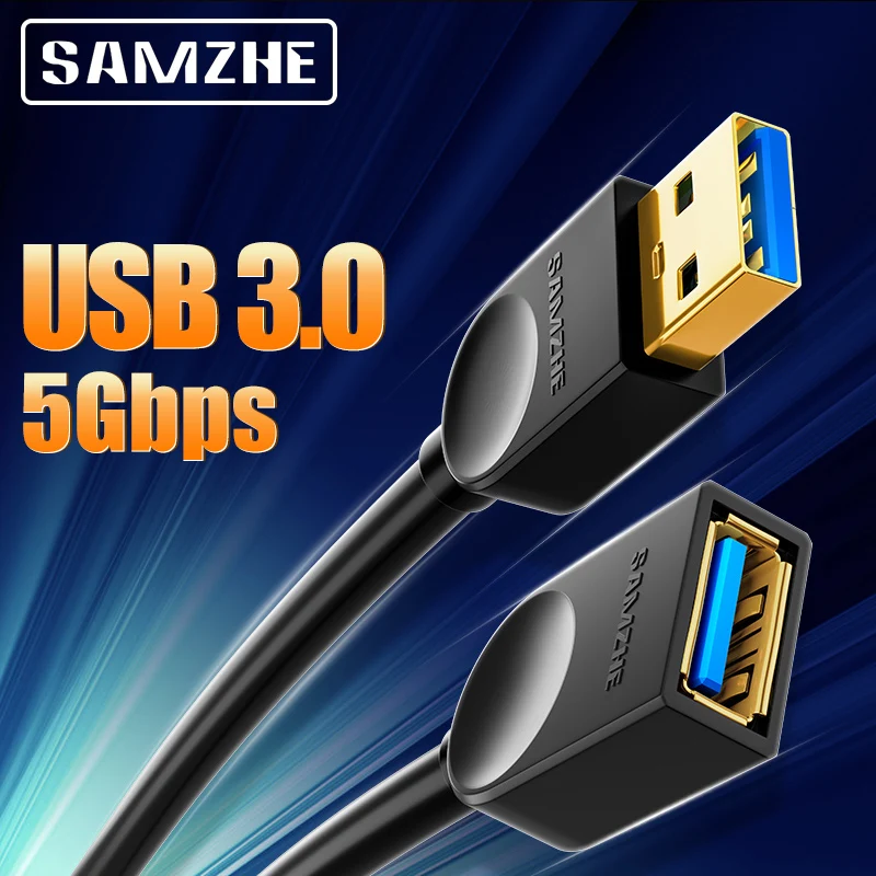 SAMZHE USB 3 0 удлинитель штекер гнездо 2 кабеля для ПК ТВ PS4 компьютера ноутбука