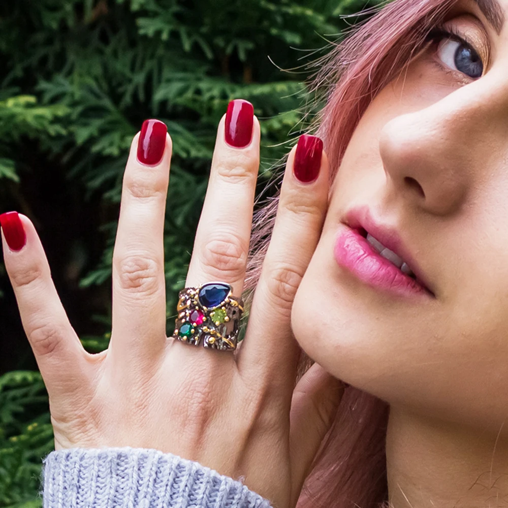 Large Wide Ring Blue Multi Colorful Stones Fashion Jewelry Top Jewellery Big Rings for women
Large Wide Ring Blue Multi Colorful Stones Fashion Jewelry Top Jewellery Big Rings for women