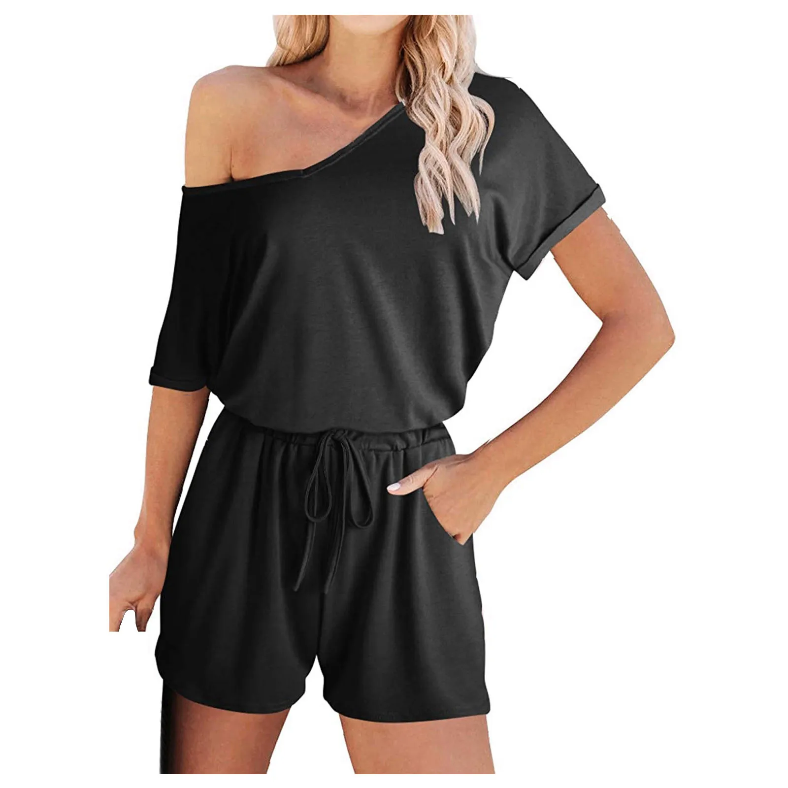 Women's Clothing Sexy V Neck Fashion Tie Dye Printing Personalized Pocket Loose Casual Short Jumpsuit Summer 5 Xl Plus Size 
Women's Clothing Sexy V Neck Fashion Tie Dye Printing Personalized Pocket Loose Casual Short Jumpsuit Summer 5 Xl Plus Size