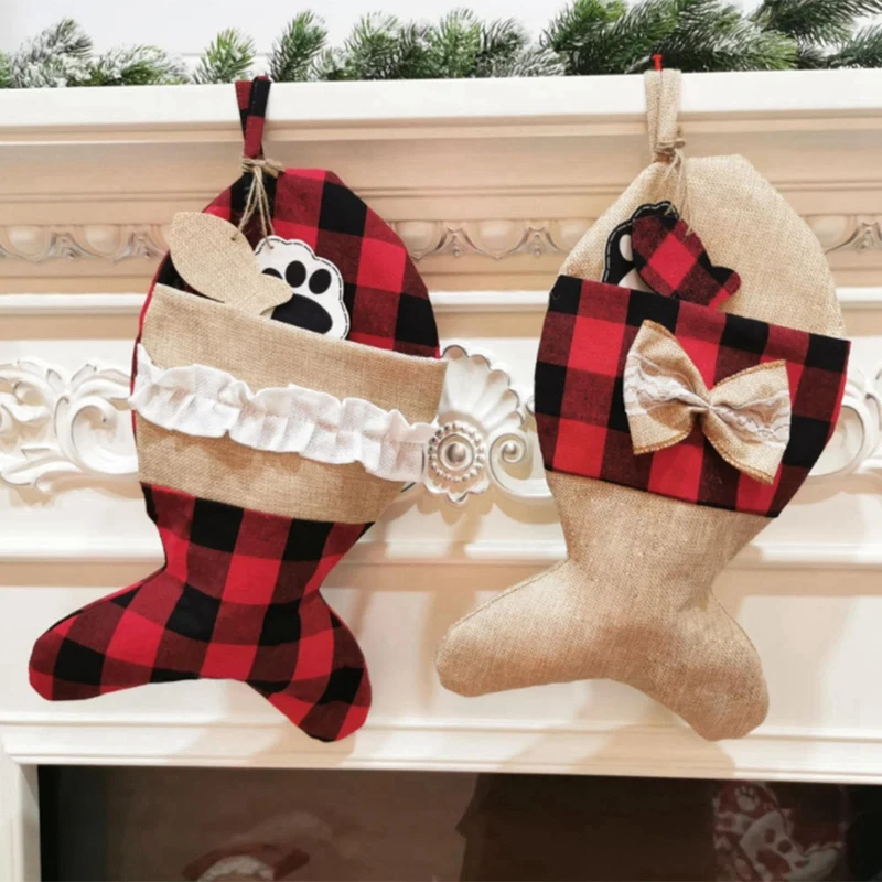 New Christmas Pet Socks Christmas Decoration Gingbu Bone Fish Christmas Socks Christmas Socks Gift Bag, 4PCS
New Christmas Pet Socks Christmas Decoration Gingbu Bone Fish Christmas Socks Christmas Socks Gift Bag, 4PCS