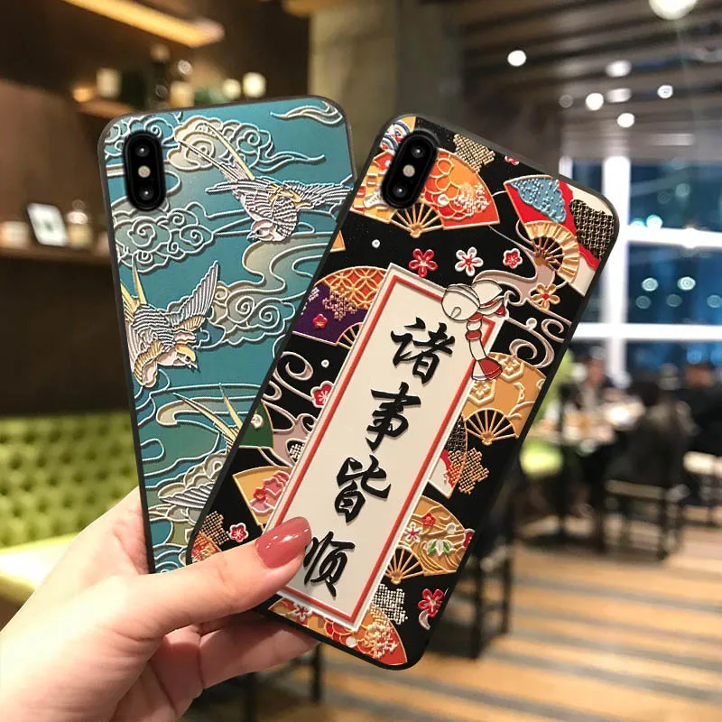 Милый мультяшный 3D чехол для телефона с тиснением iPhone X XS XR 11 Pro Max мягкая задняя