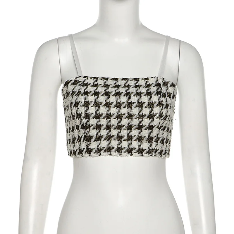 Goth Dark Knitted Gothic Aesthetic Women Camis E-girl Punk Grunge Bodycon Crop Tops Summer Houndstooth Print Fashion Streetwear
Goth Dark Knitted Gothic Aesthetic Women Camis E-girl Punk Grunge Bodycon Crop Tops Summer Houndstooth Print Fashion Streetwear
