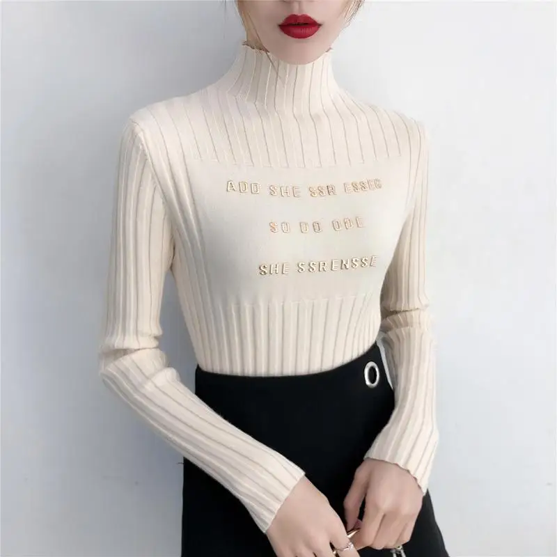 Turtleneck Pullover Women Sweater Autumn Winter Korean Slim Jumper Knit Top Letter Elastic
Turtleneck Pullover Women Sweater Autumn Winter Korean Slim Jumper Knit Top Letter Elastic