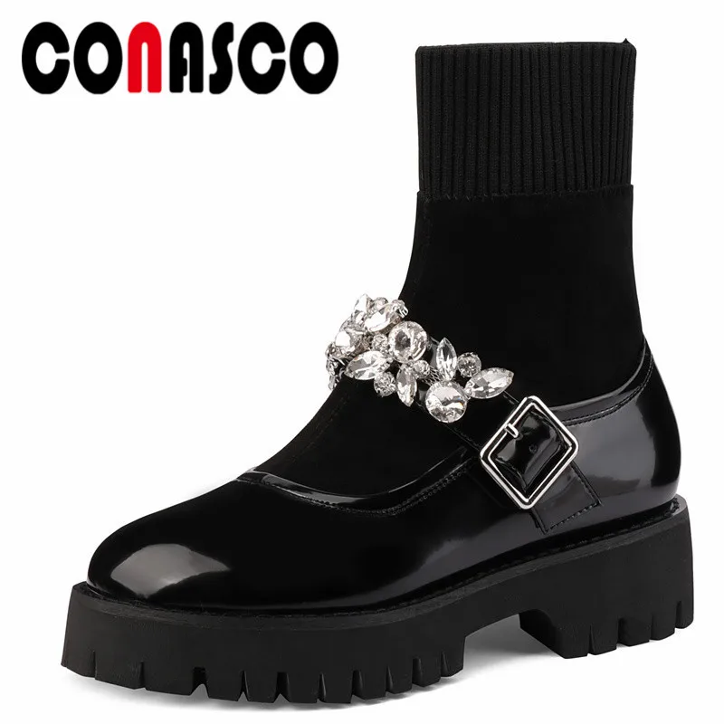 CONASCO New Sweet Women Ankle Boots Autumn Winter Warm Cow Leather Night Club Causal Prom Office Boots Metal Belt Buckle Woman
CONASCO New Sweet Women Ankle Boots Autumn Winter Warm Cow Leather Night Club Causal Prom Office Boots Metal Belt Buckle Woman
