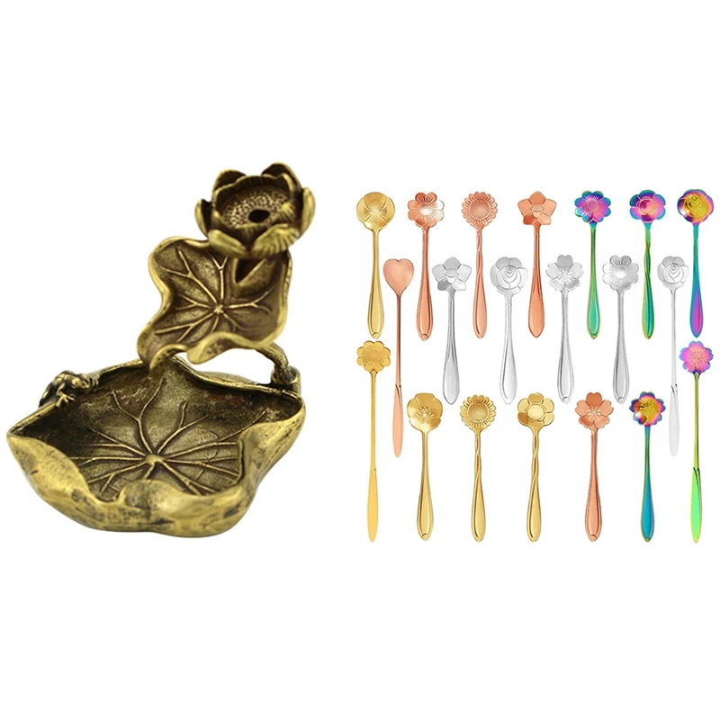 1 Pcs Solid Pure Copper Frog Lotus Pond Censer Holder & 20 Pcs Flower Spoon Set,Stainless Steel Spoon
1 Pcs Solid Pure Copper Frog Lotus Pond Censer Holder & 20 Pcs Flower Spoon Set,Stainless Steel Spoon
