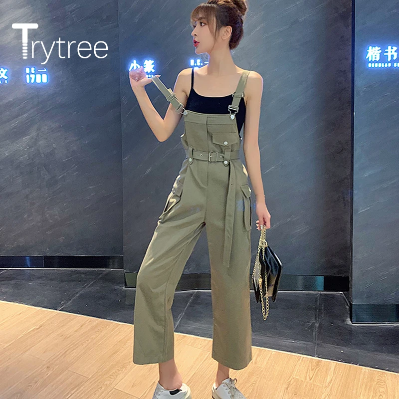 Trytree 2020 Summer Women Casual Rompers High Waist Button Belt Solid Temperament Elegant Pockets Wide leg pants Rompers
Trytree 2020 Summer Women Casual Rompers High Waist Button Belt Solid Temperament Elegant Pockets Wide leg pants Rompers