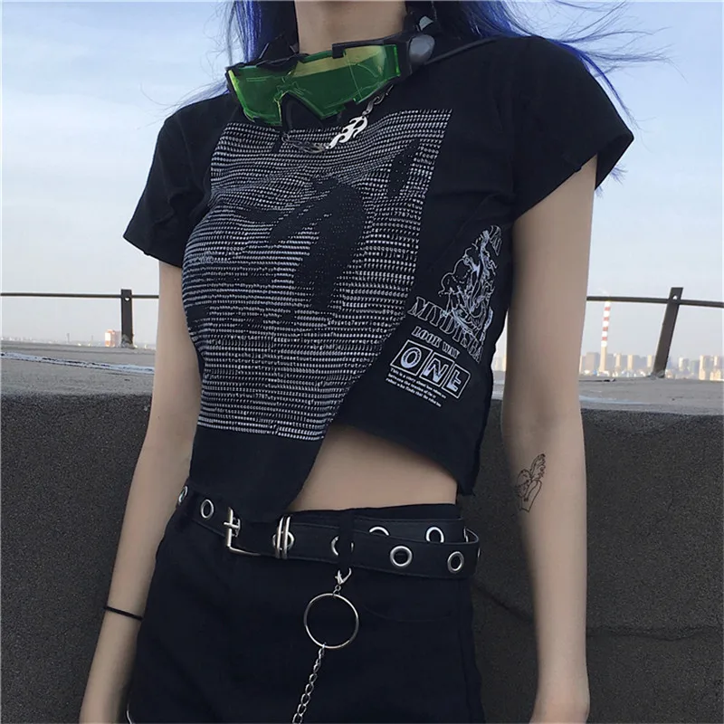 Женская Асимметричная футболка GOTH GIRL, футболка в стиле Харадзюку, в стиле панк, с принтом в виде букв, уличная одежда, гранж-футболка
Женская Асимметричная футболка GOTH GIRL, футболка в стиле Харадзюку, в стиле панк, с принтом в виде букв, уличная одежда, гранж-футболка