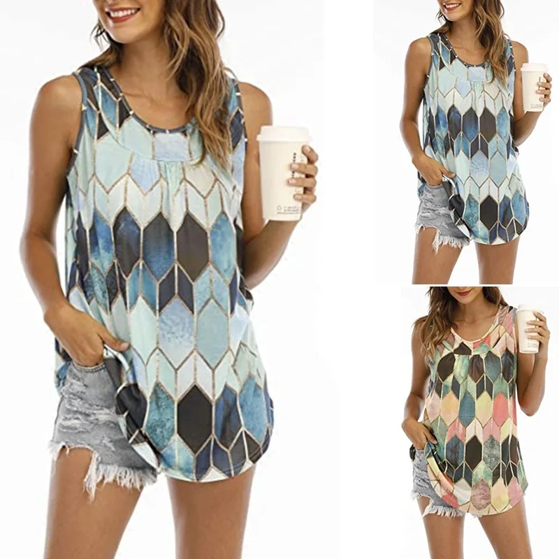 2021 Women's T-Shirt New Summer Sleeveless Digital Printed Tops Round Neck Loose Large Size Hot Selling Vest
2021 Women's T-Shirt New Summer Sleeveless Digital Printed Tops Round Neck Loose Large Size Hot Selling Vest