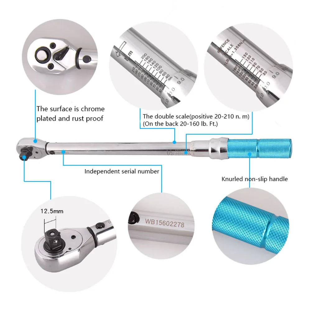 20~210N.m Torque Wrench Socket Set 1/2 Torque Wrench 1/2 Hexagonal Socket Auto Inspection Repair Tool Practical Tool Set
20~210N.m Torque Wrench Socket Set 1/2 Torque Wrench 1/2 Hexagonal Socket Auto Inspection Repair Tool Practical Tool Set