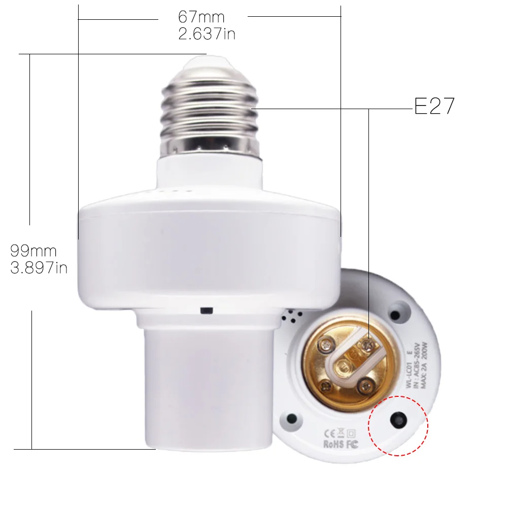WiFi Smart Light Bulb Adapter Lamp Holder Base AC Smart Life/Tuya Wireless Voice Control with Alexa Google Home E27 E26 85-265V
WiFi Smart Light Bulb Adapter Lamp Holder Base AC Smart Life/Tuya Wireless Voice Control with Alexa Google Home E27 E26 85-265V