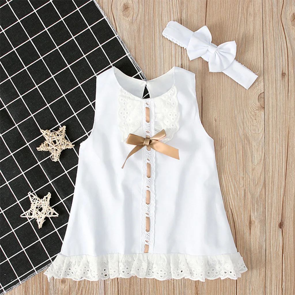 Newborn Baby Girls Fashion Sleeveless Bowknot Casual Round Neck Lace Dress Multicolor + Cute Bowknot Hairband Set Princess Dress
Newborn Baby Girls Fashion Sleeveless Bowknot Casual Round Neck Lace Dress Multicolor + Cute Bowknot Hairband Set Princess Dress