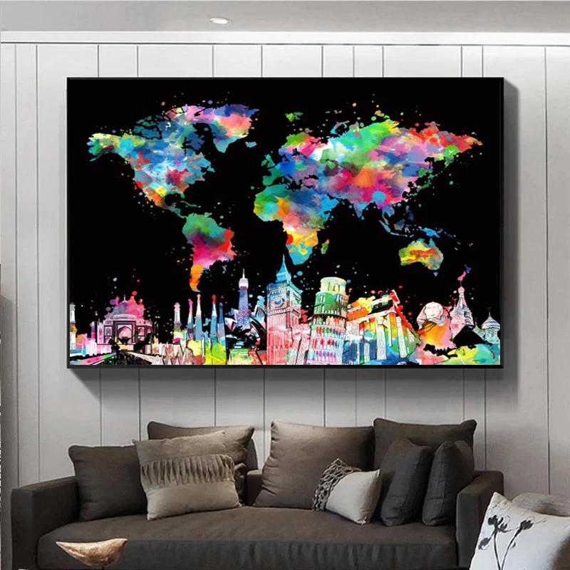Abstract Colorful World Map City Canvas Painting Landscape Art Posters and Prints Wall Art Pictures for Living Room Home Decor
Abstract Colorful World Map City Canvas Painting Landscape Art Posters and Prints Wall Art Pictures for Living Room Home Decor