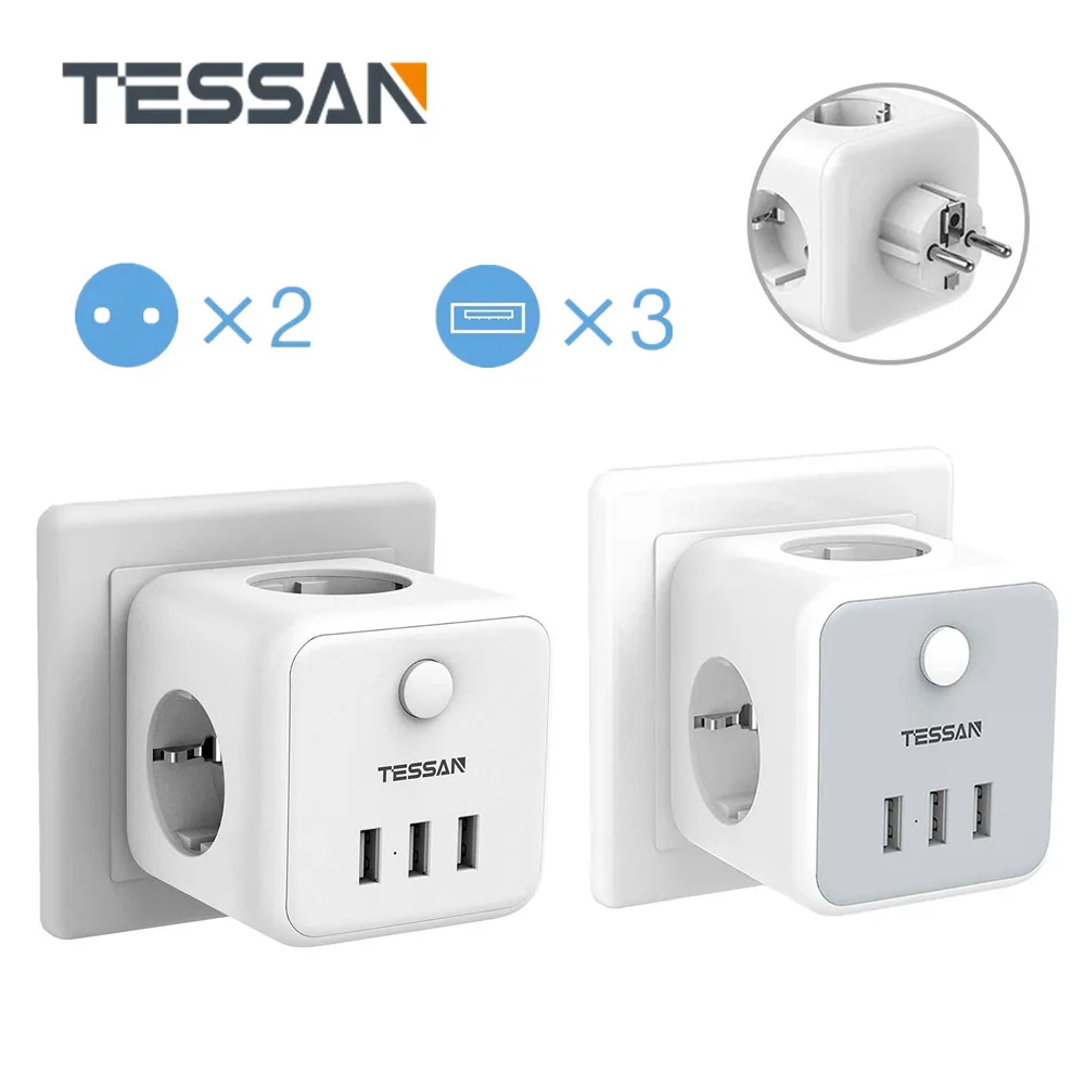 TESSAN EU Plug Socket with On/Off Switch 3 AC Outlets 3 USB Ports Power Strip Wall Charger Adapter for Home/Bathroom/Kitchen
TESSAN EU Plug Socket with On/Off Switch 3 AC Outlets 3 USB Ports Power Strip Wall Charger Adapter for Home/Bathroom/Kitchen
