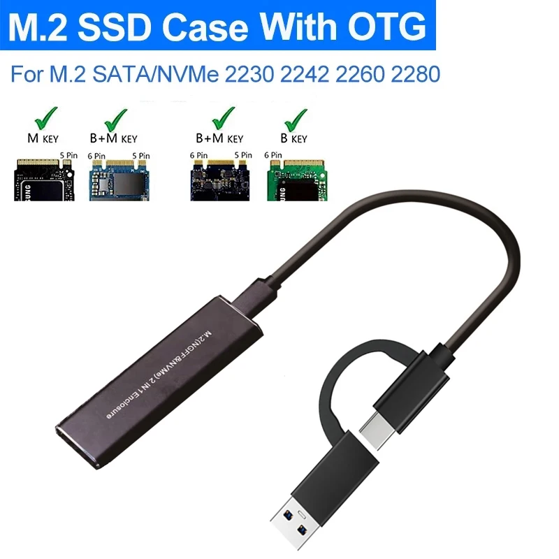 Чехол M.2 NVME SSD на USB 3 1 для 10 Гбит/с двойной протокол M2 NVMe Box PCIe NGFF SATA адаптер корпуса