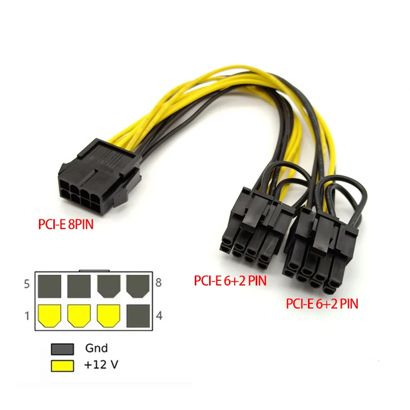 

Кабель преобразователя питания PCI Express с 8 Pin на Dual 8 (6 + 2) Pin для видеокарты графического процессора PCIE PCI-E VGA разветвитель Кабель питания