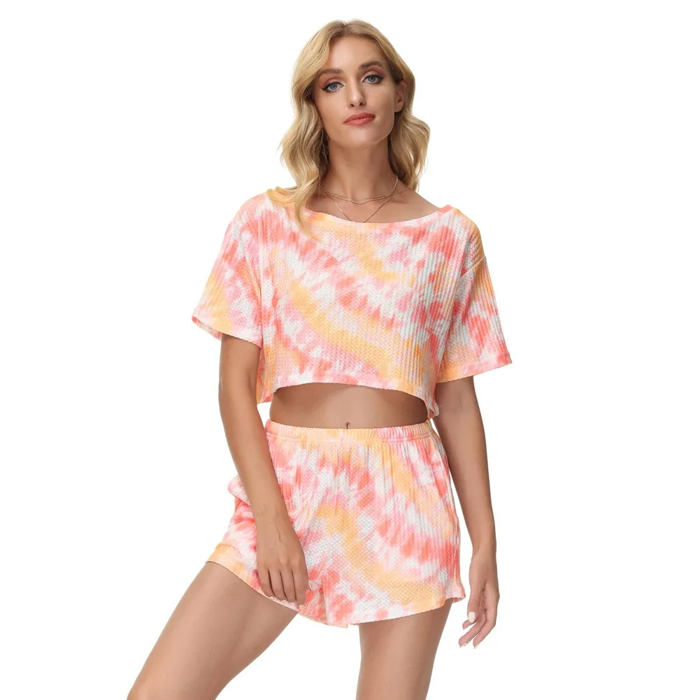 Summer Women Pajamas Suit Ladies Short Sleeve Shirt Waffle Textured Soft Sleepwear Female Home Service
Summer Women Pajamas Suit Ladies Short Sleeve Shirt Waffle Textured Soft Sleepwear Female Home Service